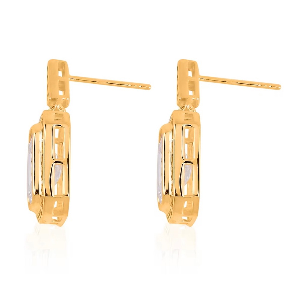 Lustro Stella Finest CZ Earrings in Vermeil Yellow Gold Over Sterling Silver - Picture 4 of 6